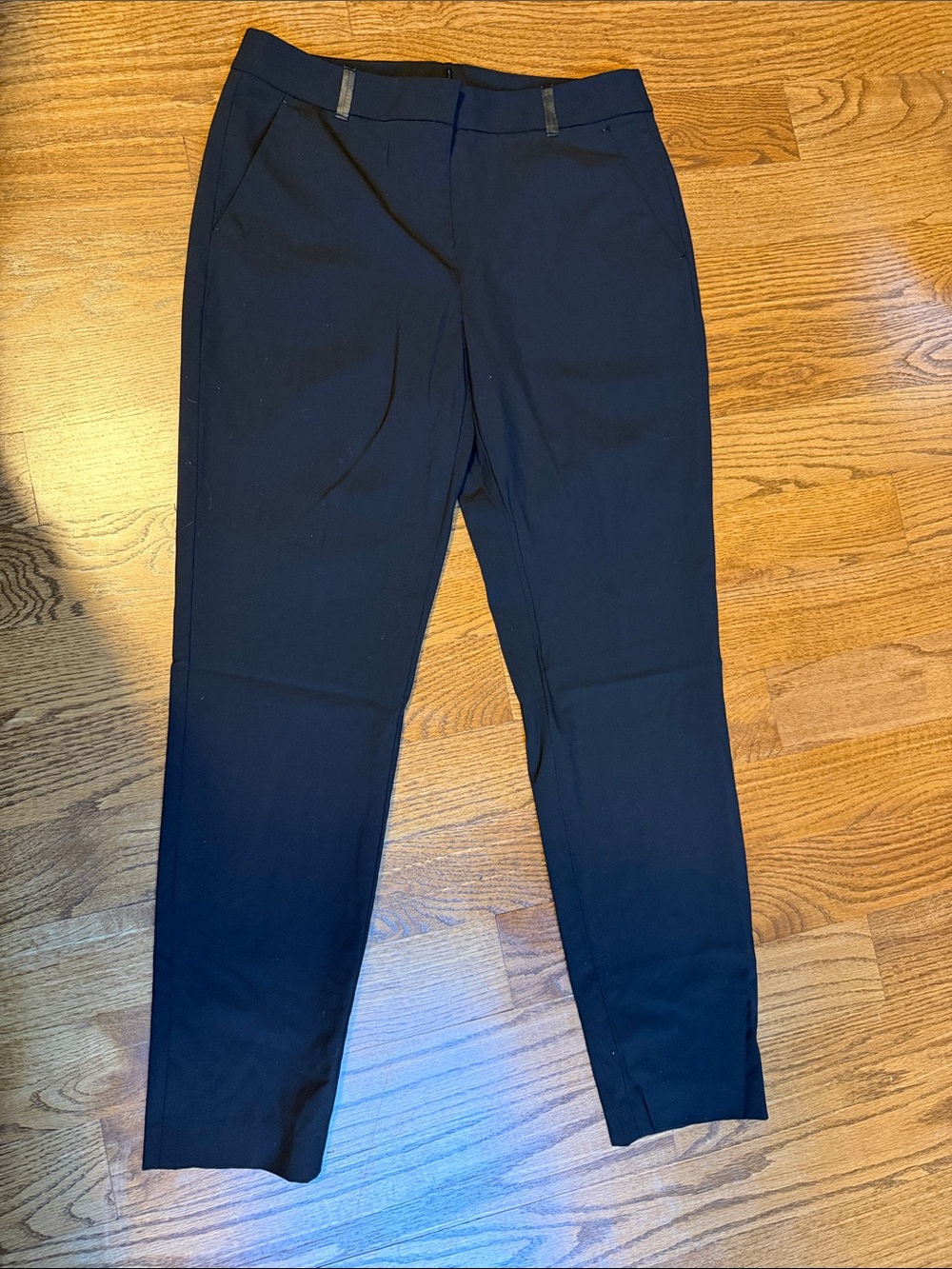 Elie Tahari black wool blend dress pants with leather trim - size 8